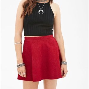 LIKE NEW red floral skater skirt from forever 21